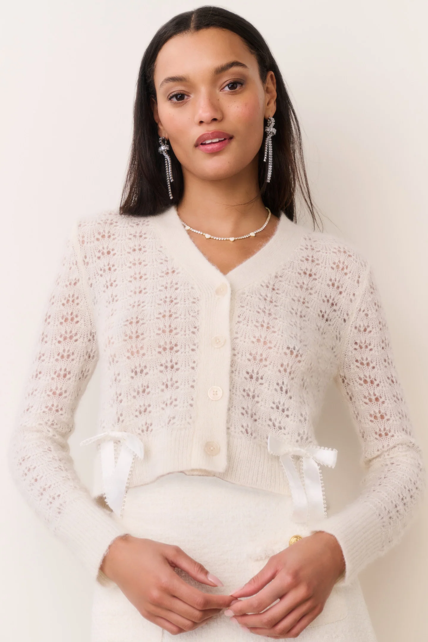 Cardigã com Laço em Mistura de Alpaca Lilly