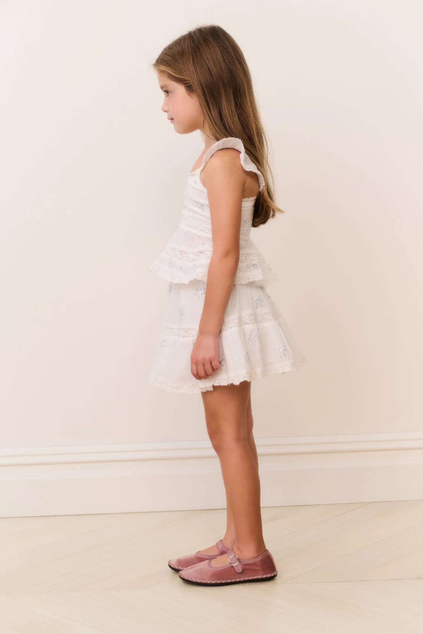 Blusa de Algodão com Laço de Cristal para Meninas Pequenas Melsy