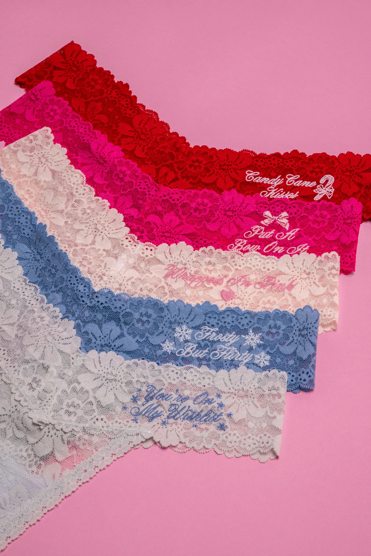 PANTY DE RENDA PINK x LoveShackFancy Wink - CONJUNTO DE 5