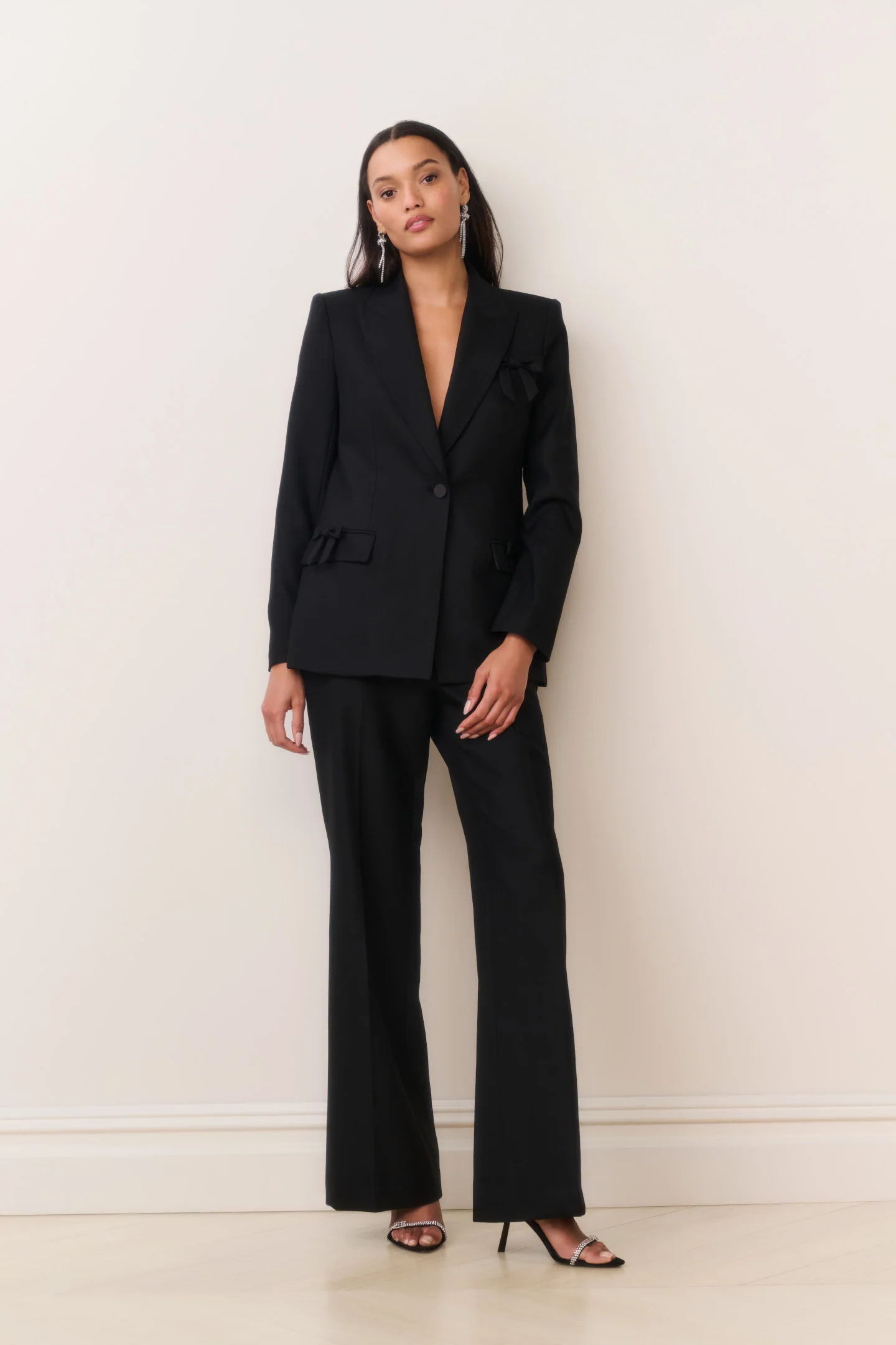 Blazer com Detalhe de Laço em Mistura de Lã Shayne