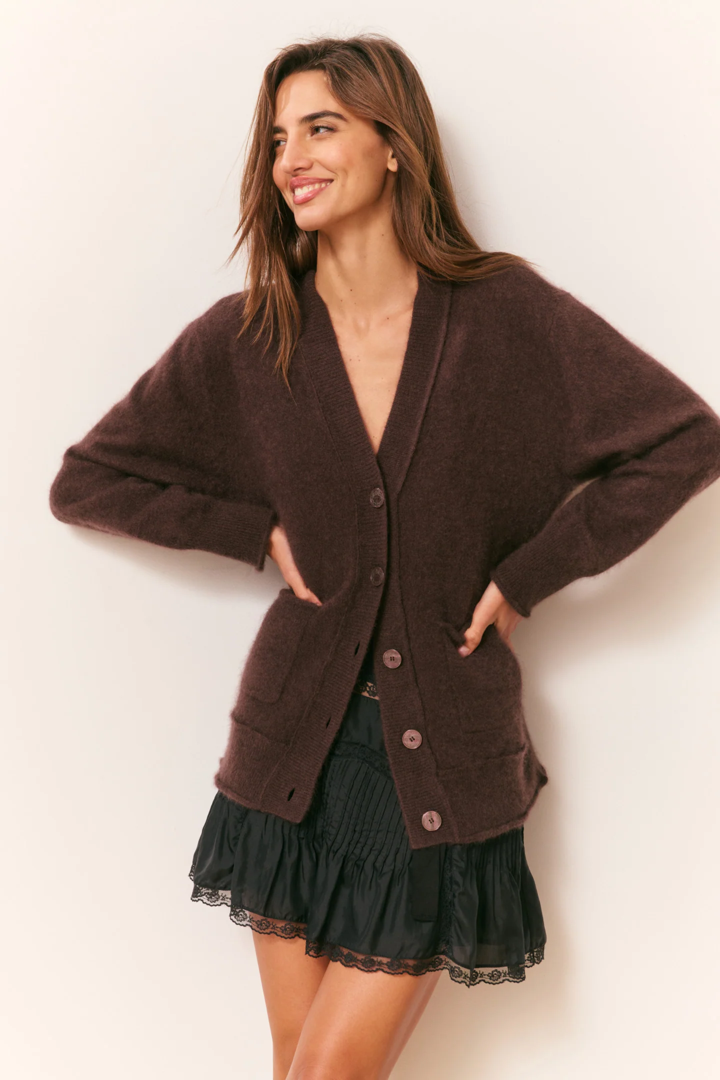 Cardigã Applene de Cashmere Escovado