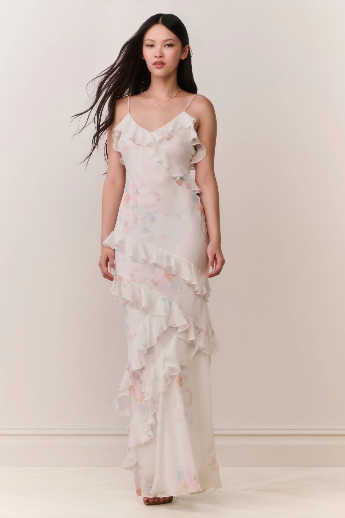 Vestido Longo Maxi com Estampa de Laço Floral Rialto