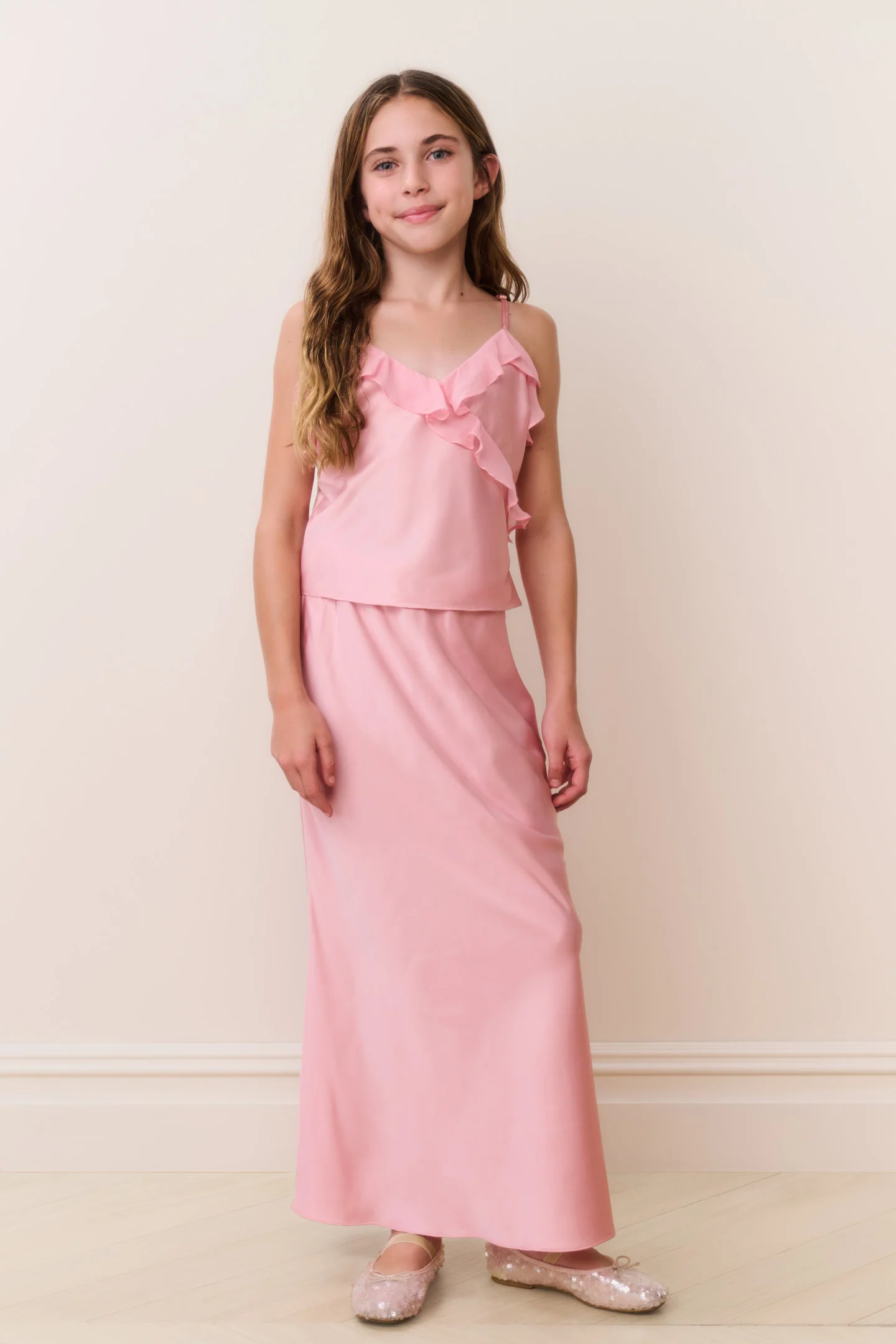 Top com Ruffles Tween Kalea Charmeuse