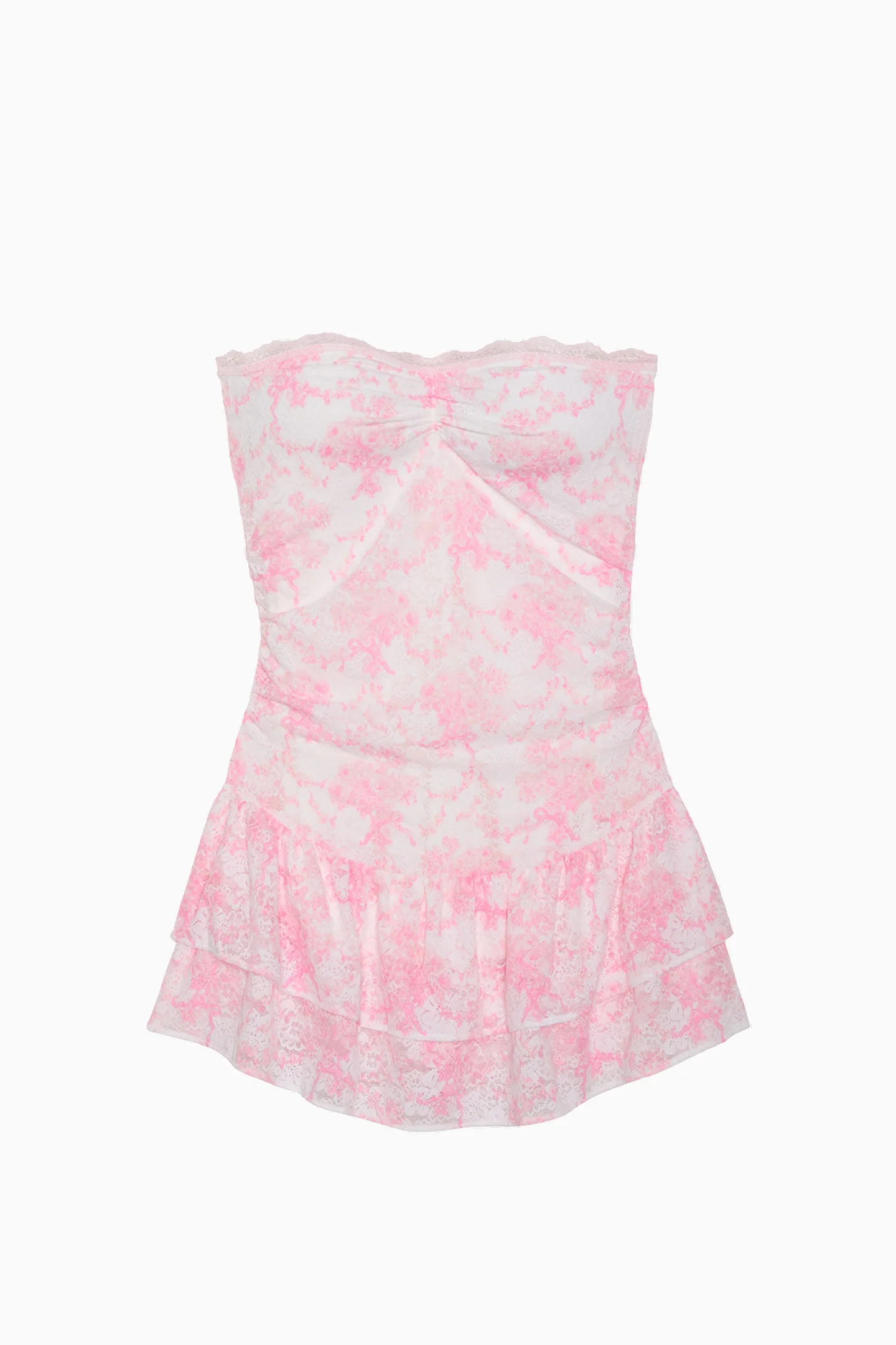 PINK x LoveShackFancy Vestido Mini de Renda Sem Alças