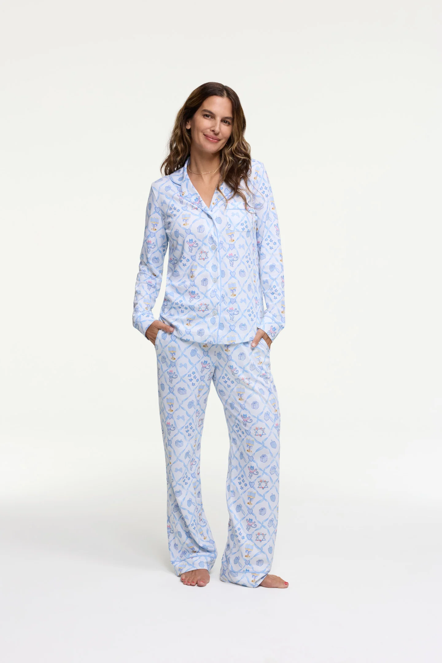 Pijamas de Polo de Manga Comprida Starry Nights Lattice LoveShackFancy x Roller Rabbit