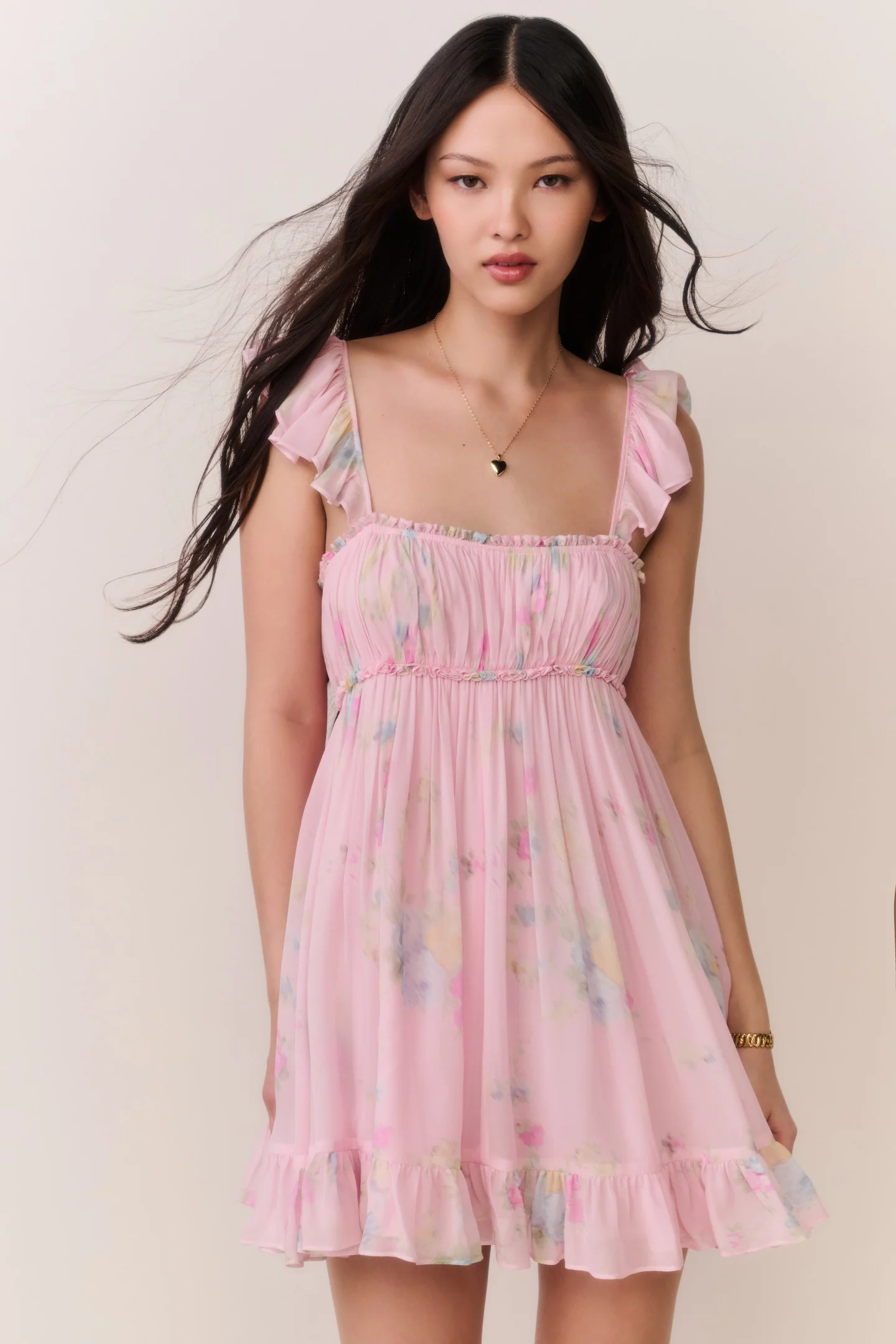 Vestido Mini de Chifon Floral Zanira