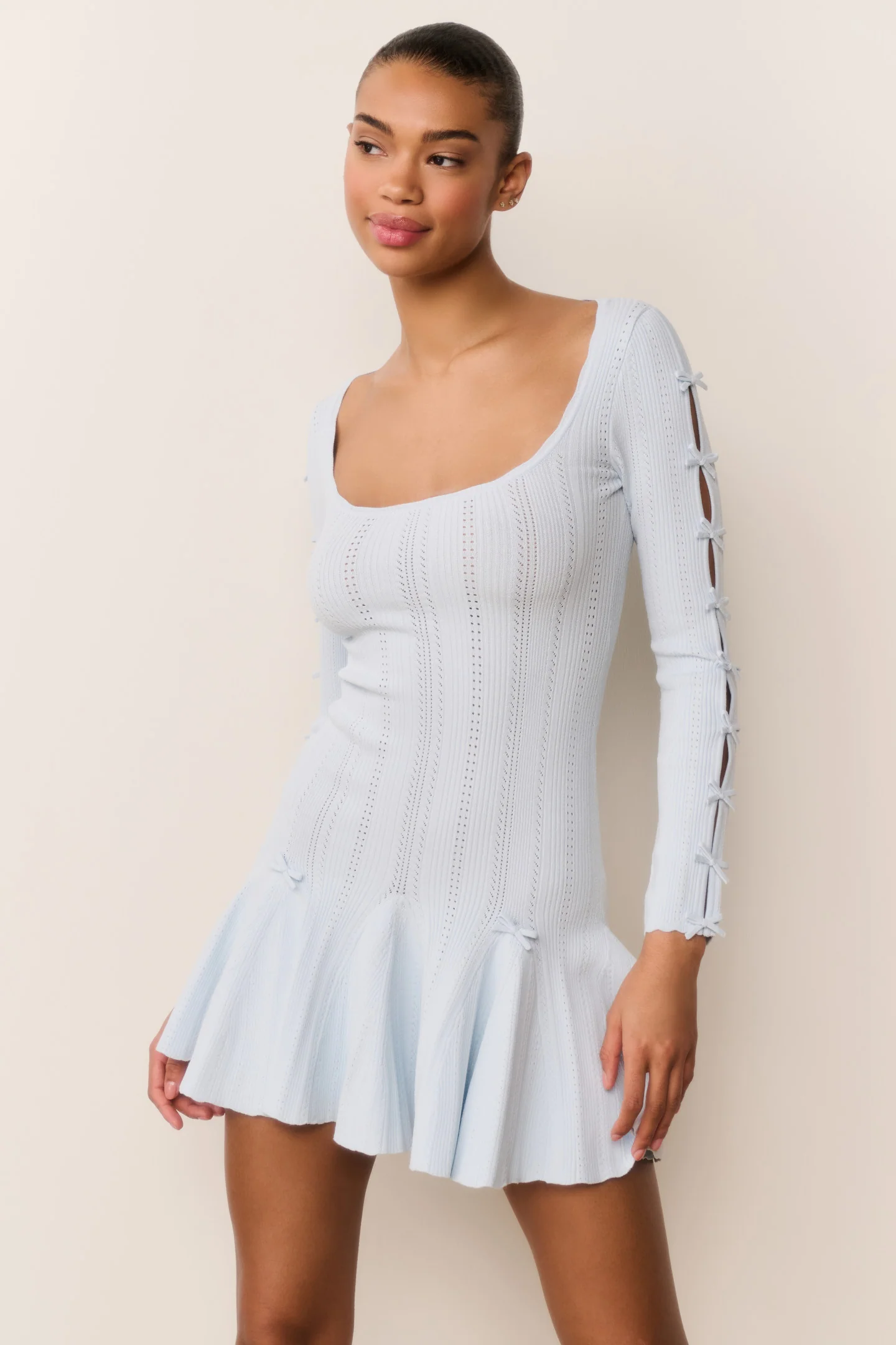Vestido Mini Pointelle com Riscas Seychelle