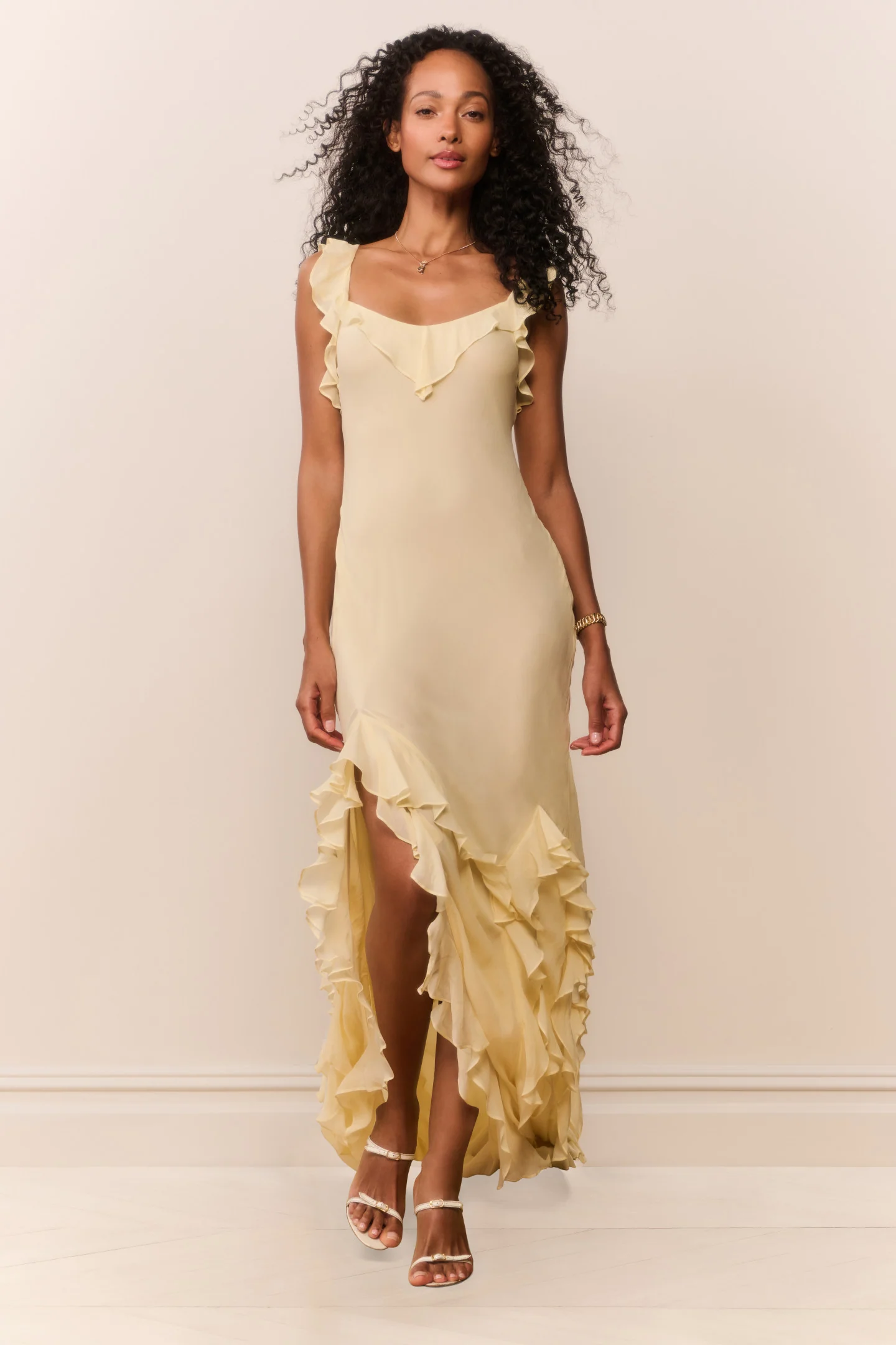 Vestido Longo Maxi de Chifon com Riscas Roseline