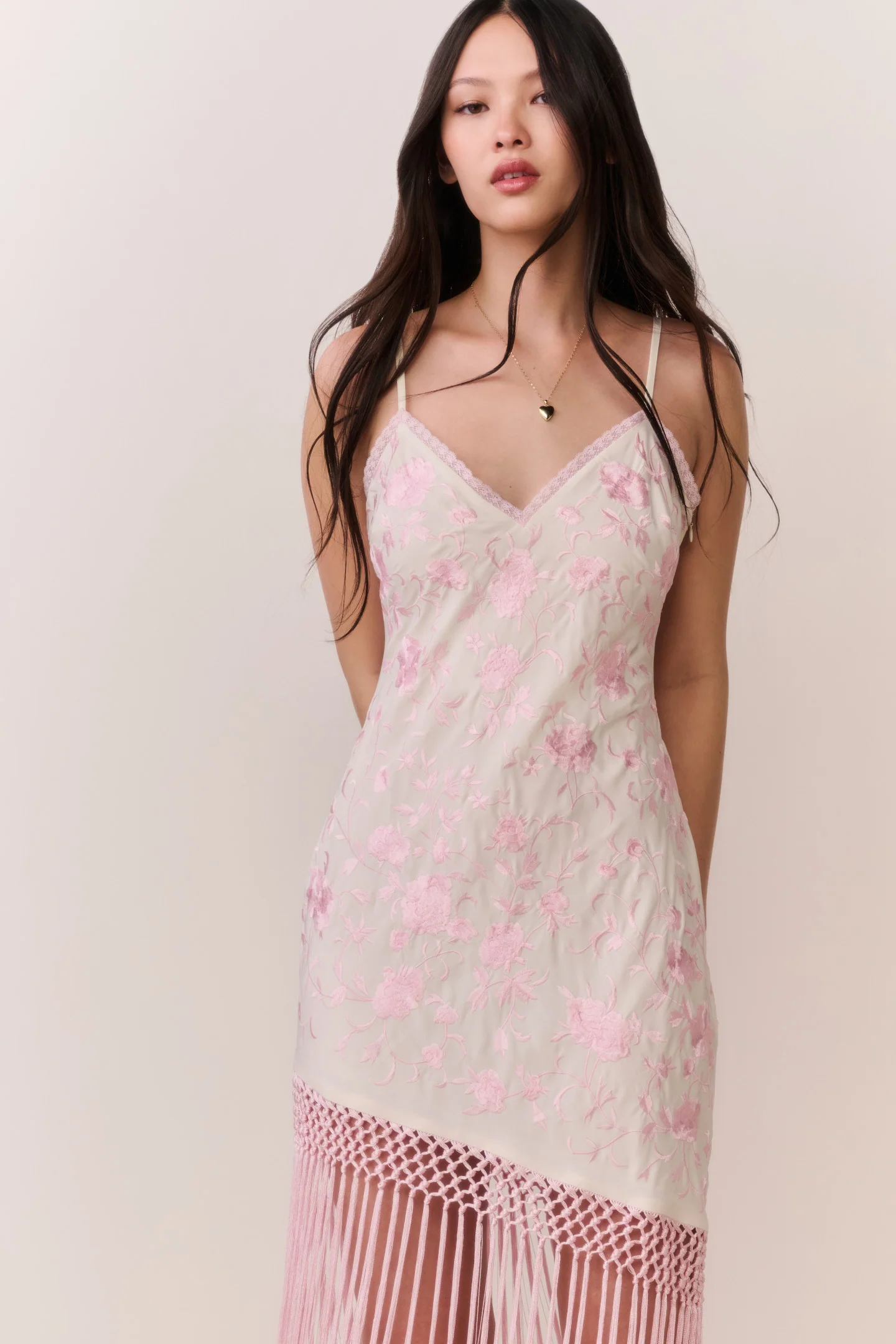 Vestido Maxi com Fringe Floral Evalette