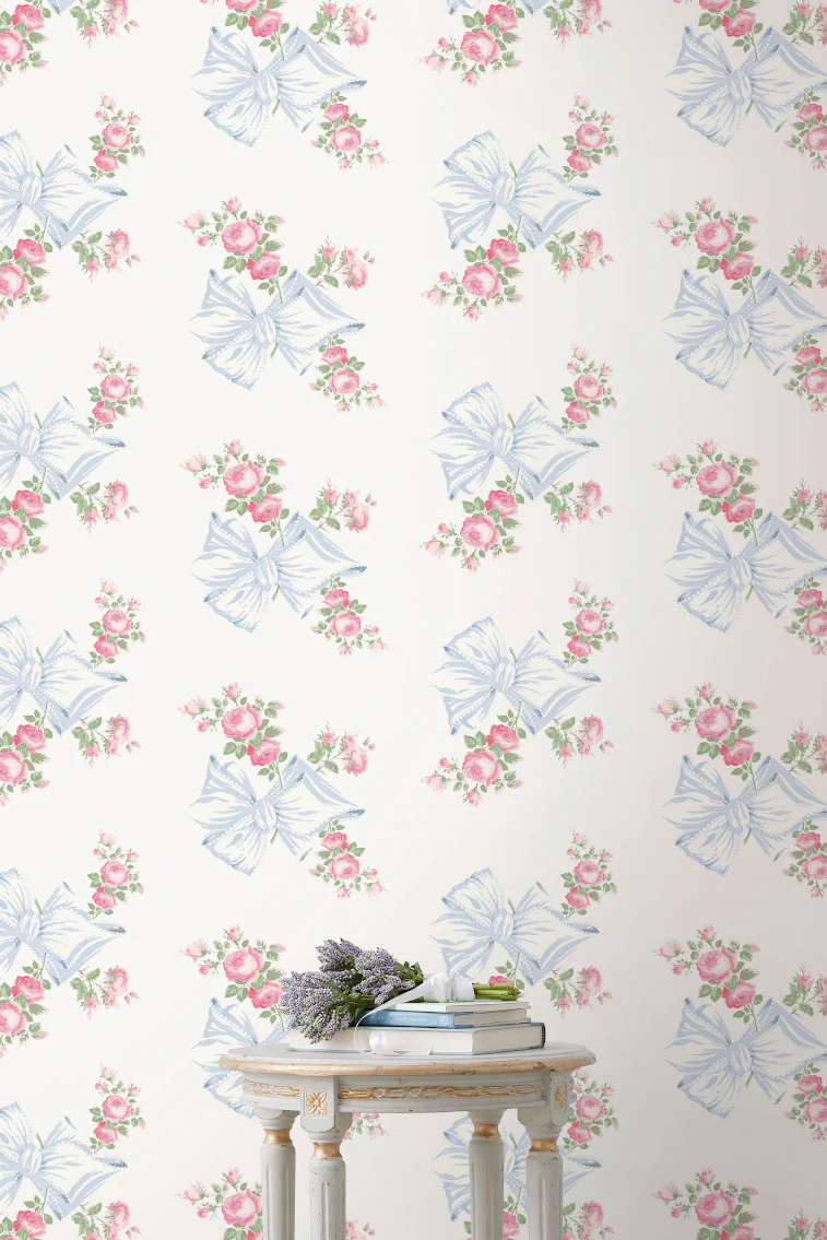 Papel de Parede Rosa Beaux Pastel Azul Peel + Stick