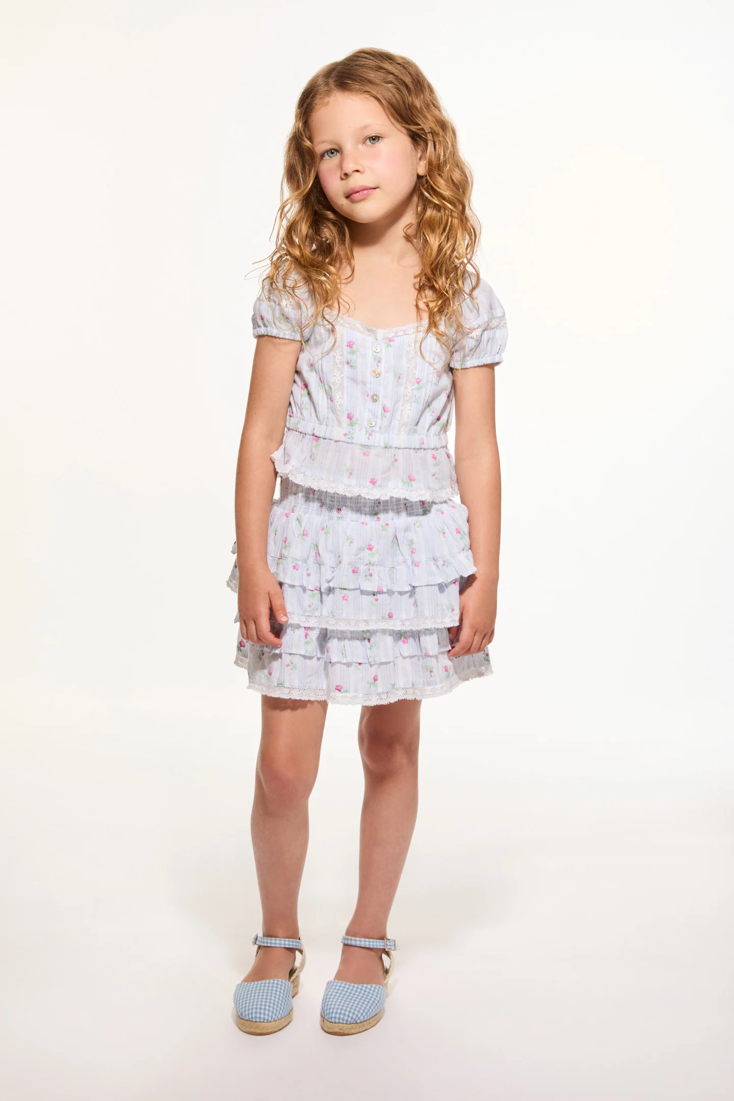 Top Listrado Floral Ottie para Meninas