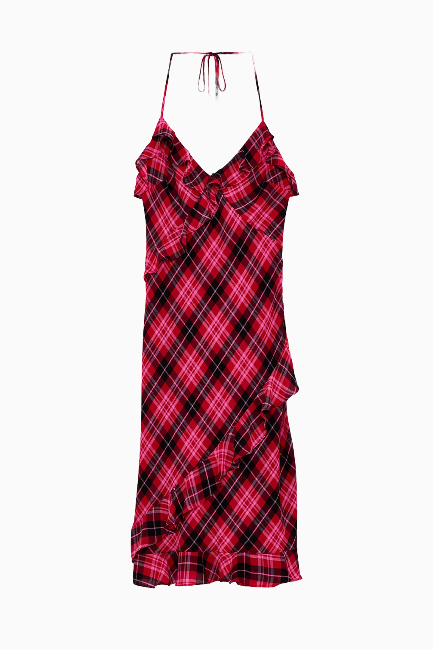 PINK x LoveShackFancy Vestido Midi com Renda de Chifon Estampado