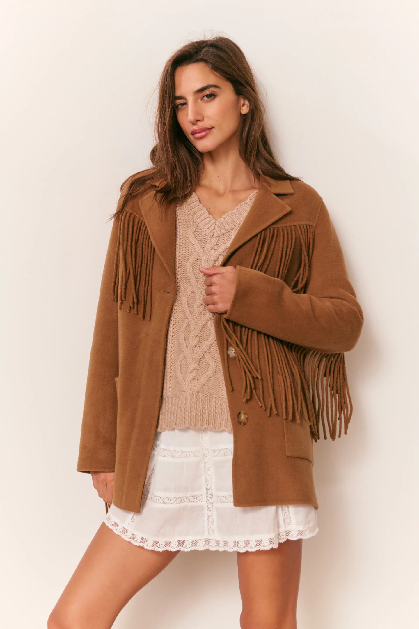 Jaqueta com Fringe de Lã Maebella