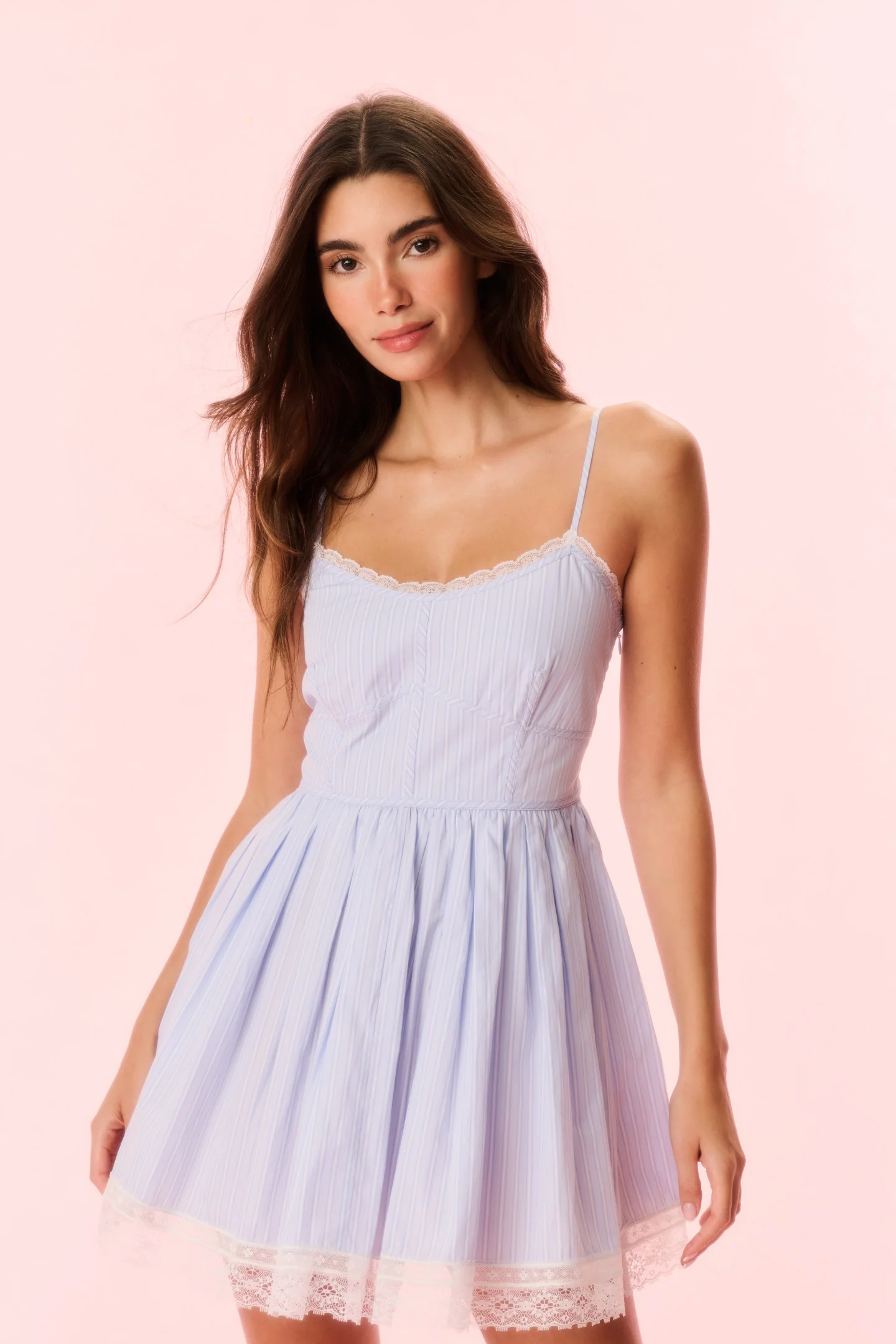 Vestido Mini Padrão de Linho de Algodão Harrisine