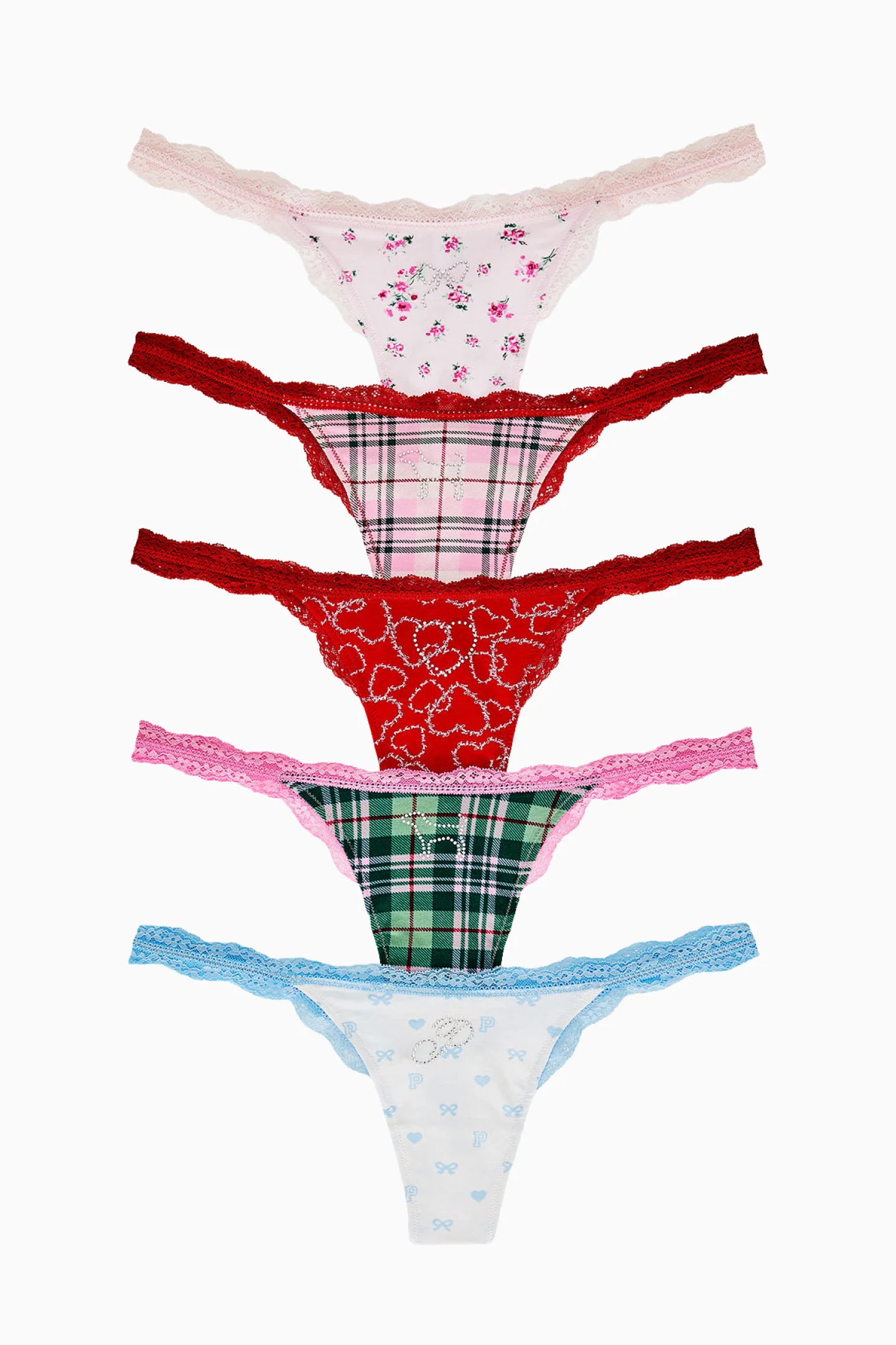 Calcinhas de Algodão PINK x LoveShackFancy Wink - Pacote de 5