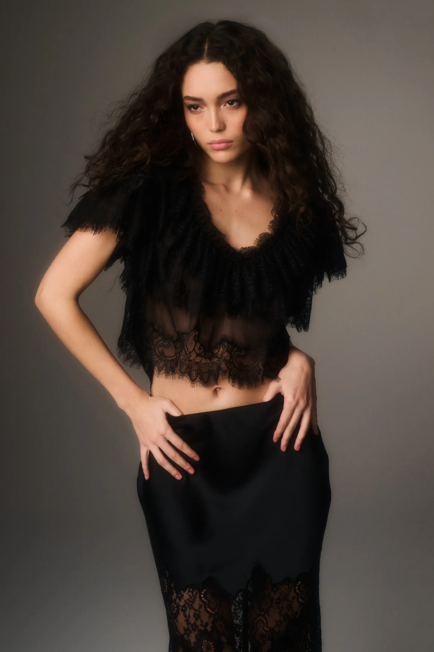 Vienne Top de Renda de Chifon