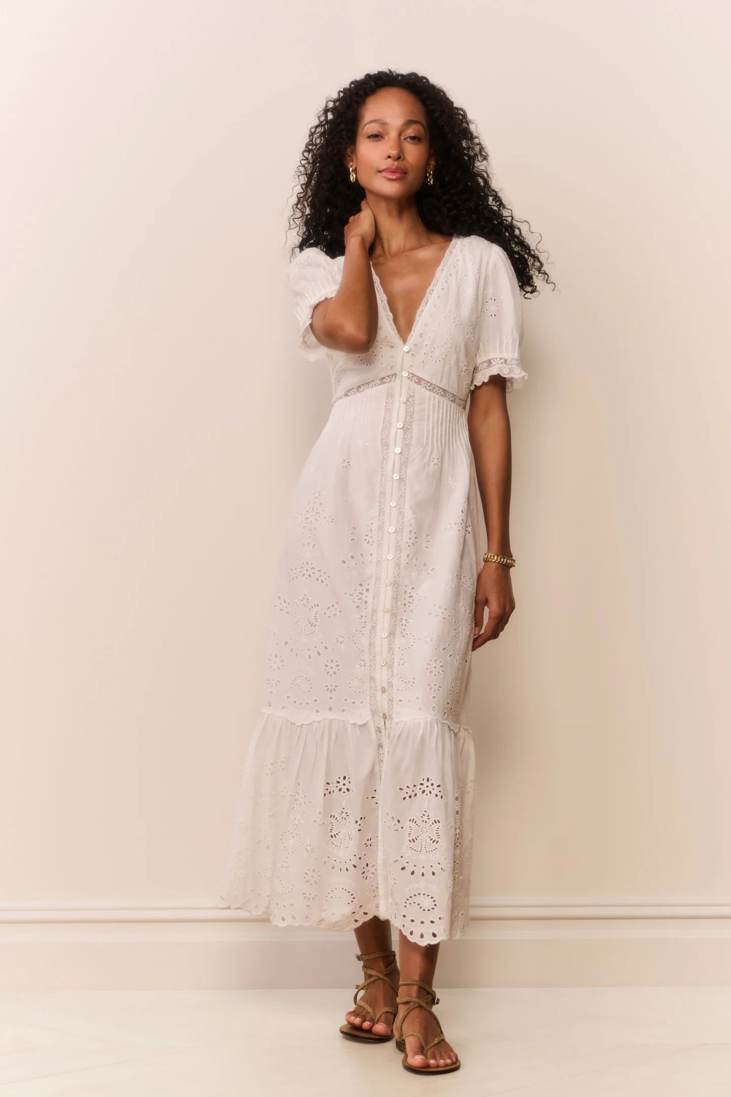 Vestido Midi com Laçada em Algodão e Estampa de Laçada de Tarrago
