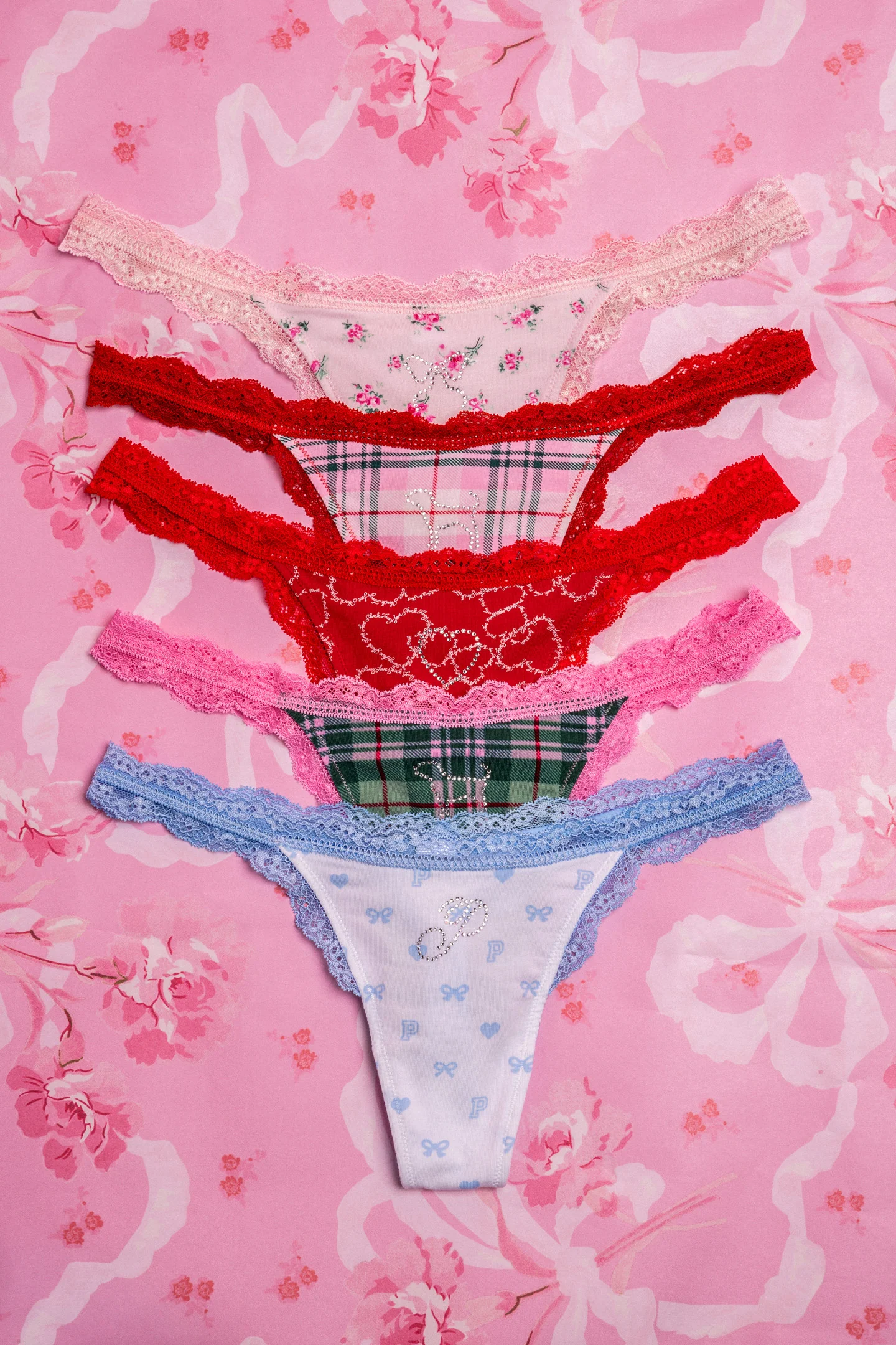 Calcinhas de Algodão PINK x LoveShackFancy Wink - Pacote de 5