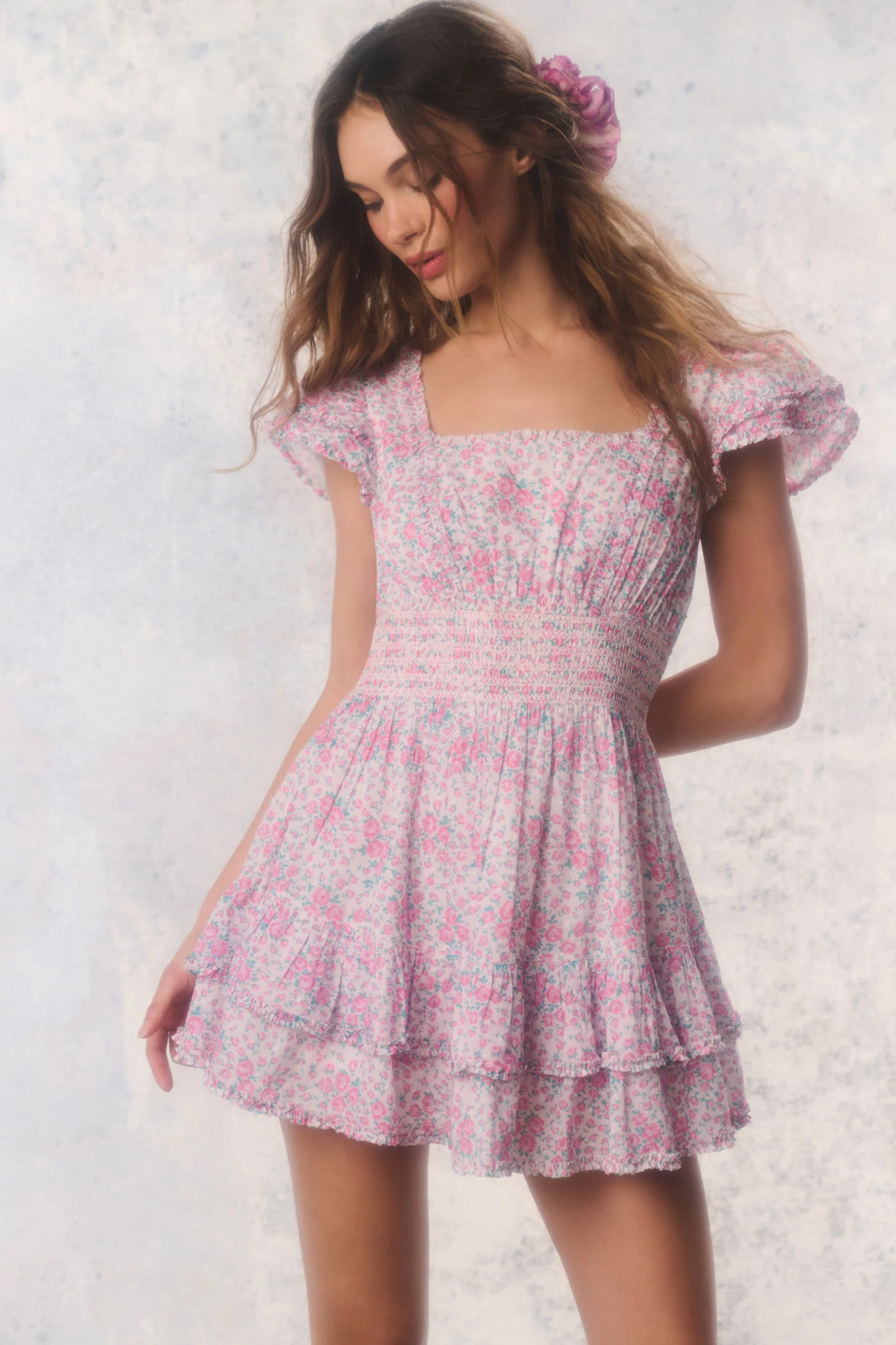 Reedição Vestido Mini de Algodão Floral Stanton