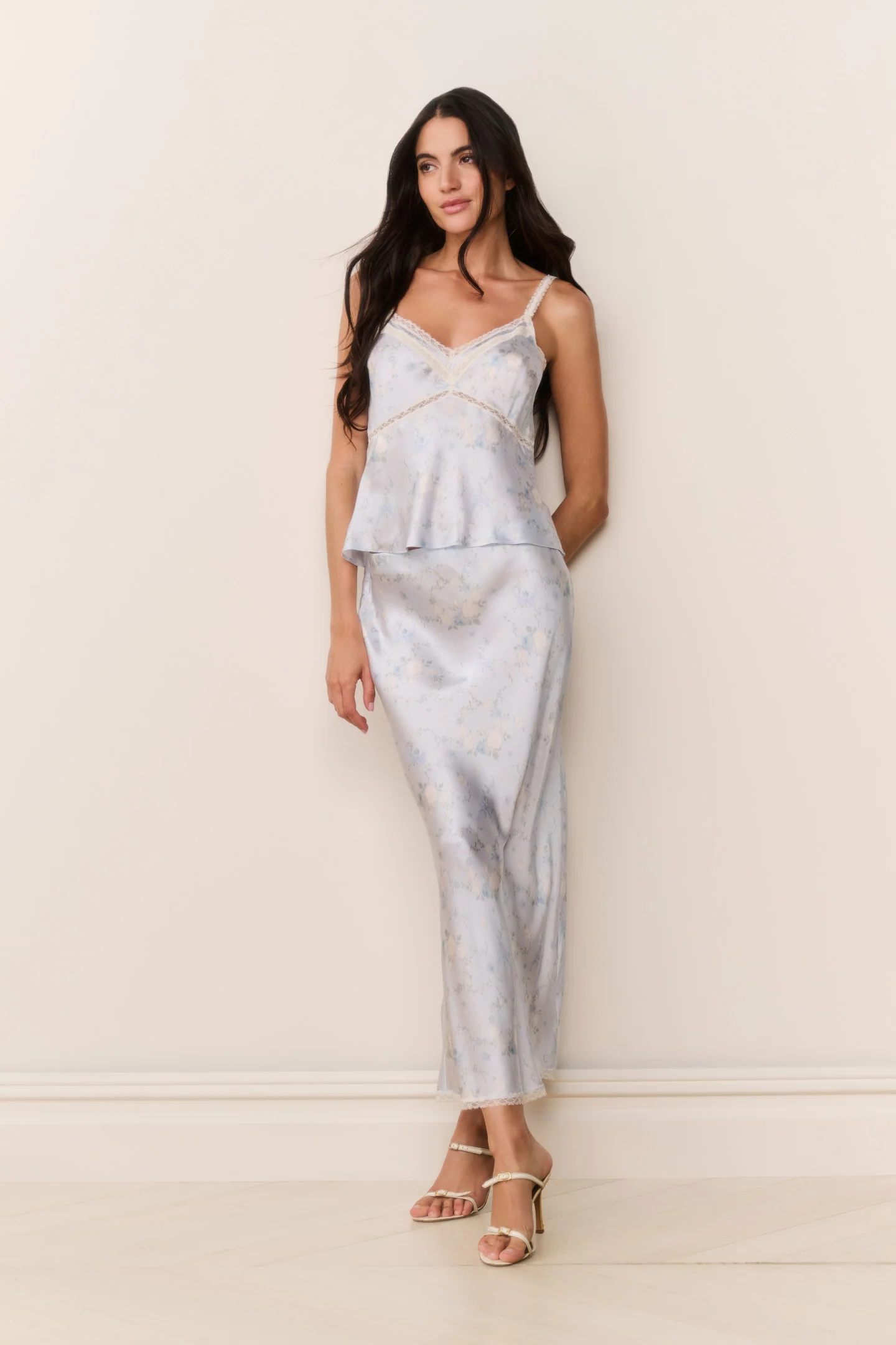 Saia Maxi Floral em Mistura de Seda Kalo