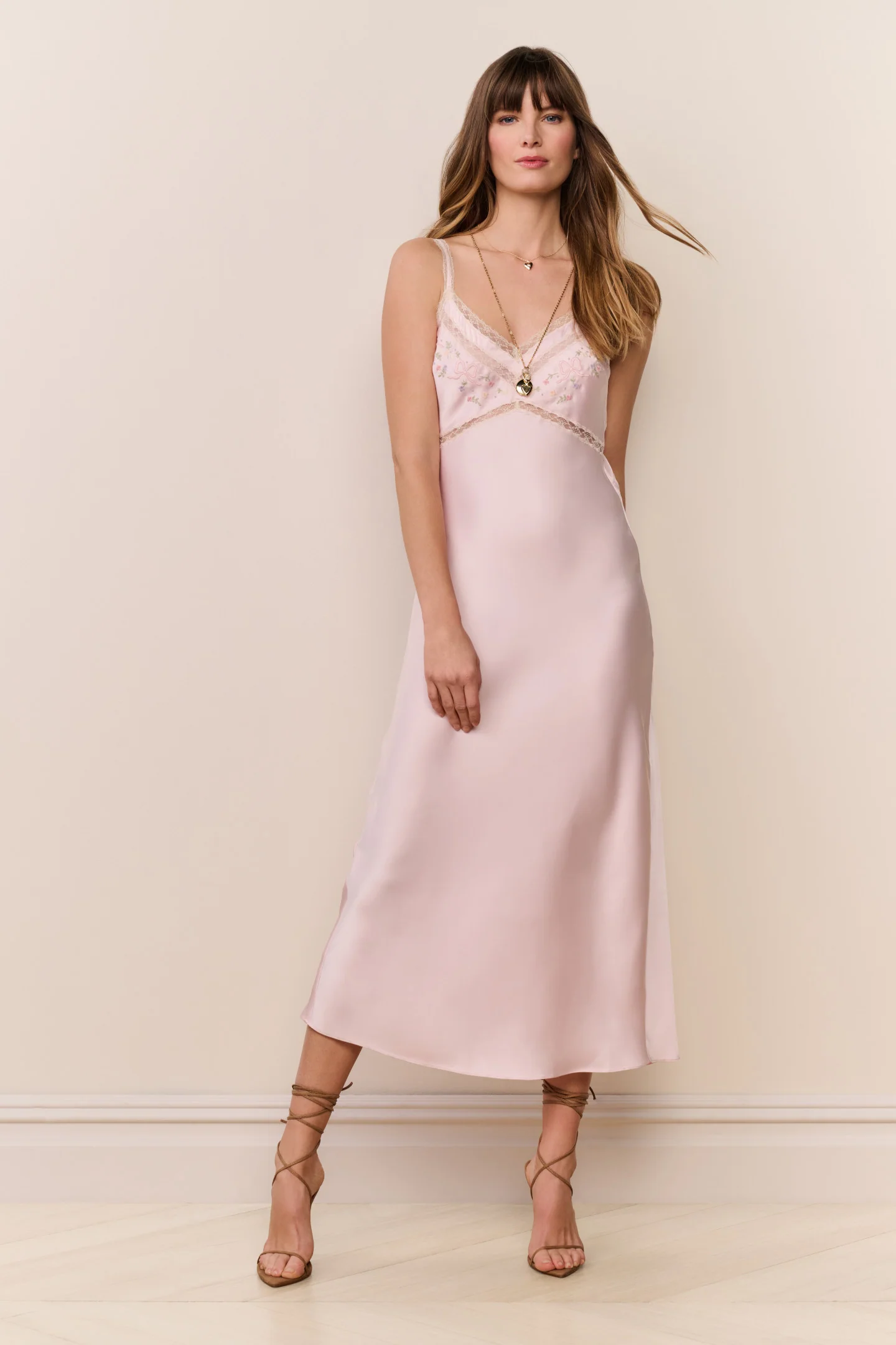 Vestido Midi de Seda com Bordado Annabeth