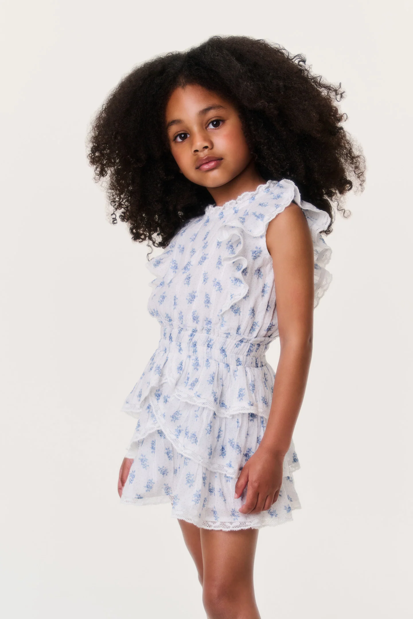 Vestido Mini de Nuvem Índigo para Meninas Pequenas