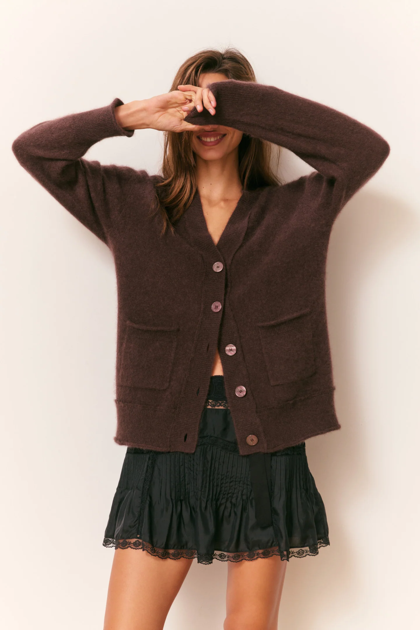 Cardigã Applene de Cashmere Escovado