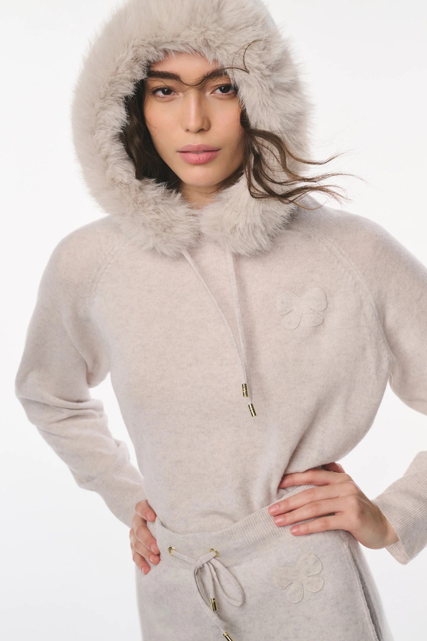 LoveShackFancy x MAX&MOI Suéter de Faux Fur com Blenda de Lã e Cachemira