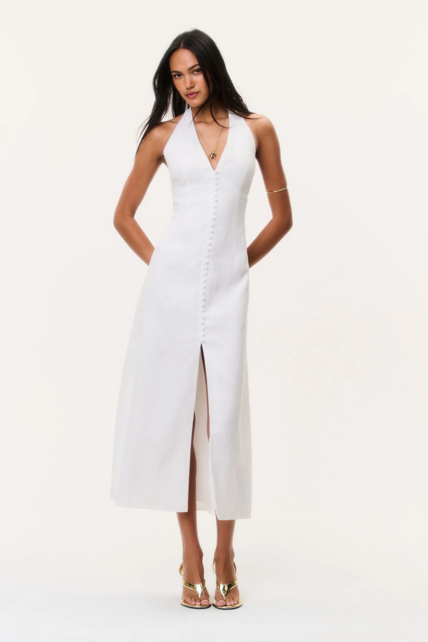 Vestido Maxi Halter de Linho Lovis