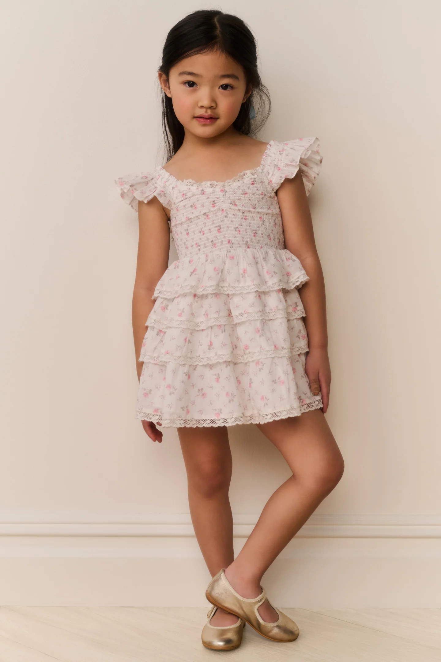 Vestido de Algodão Floral Linoette para Meninas