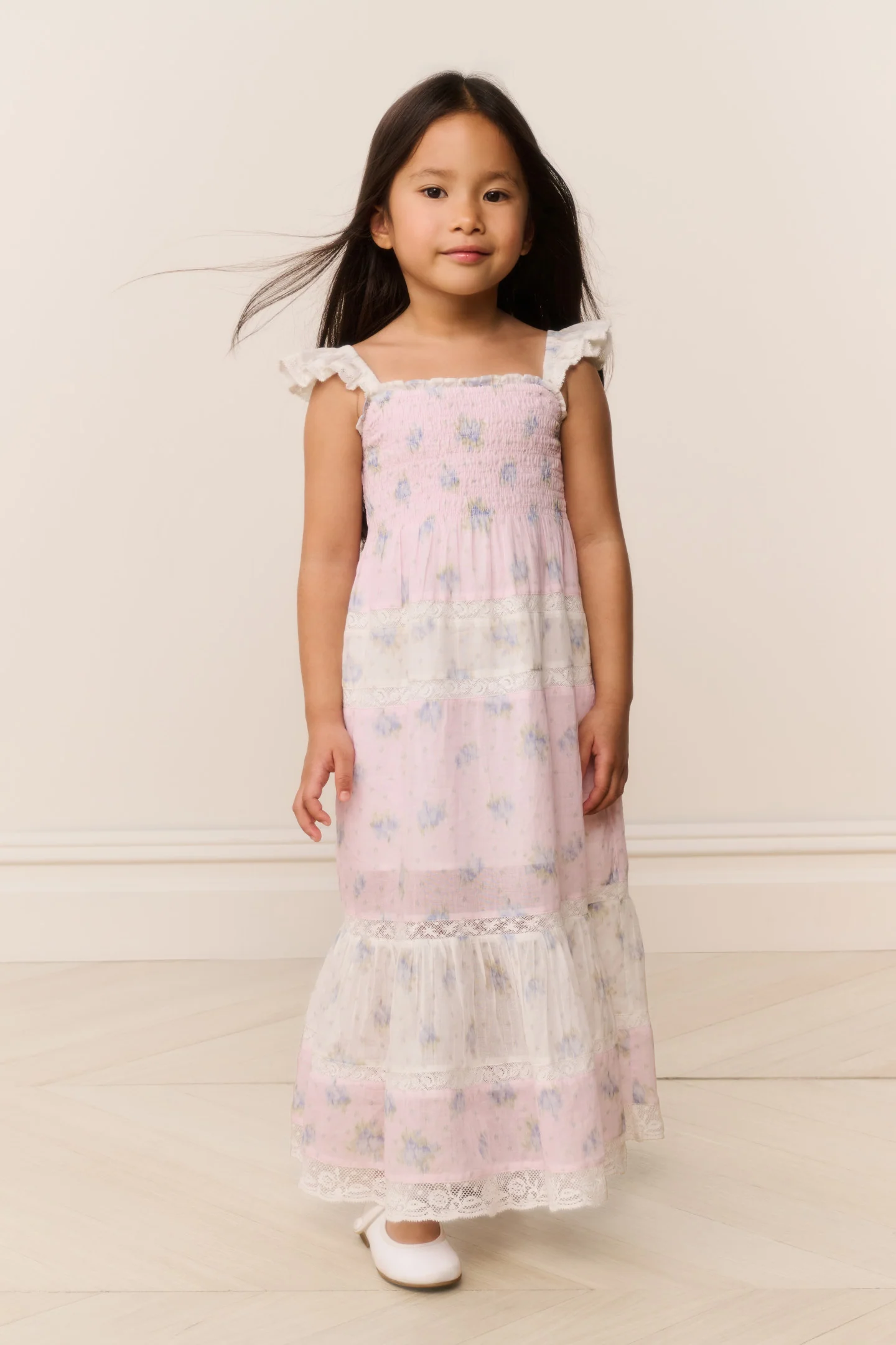 Vestido Midi Estampado Misturado para Meninas Pequenas Rhiannon