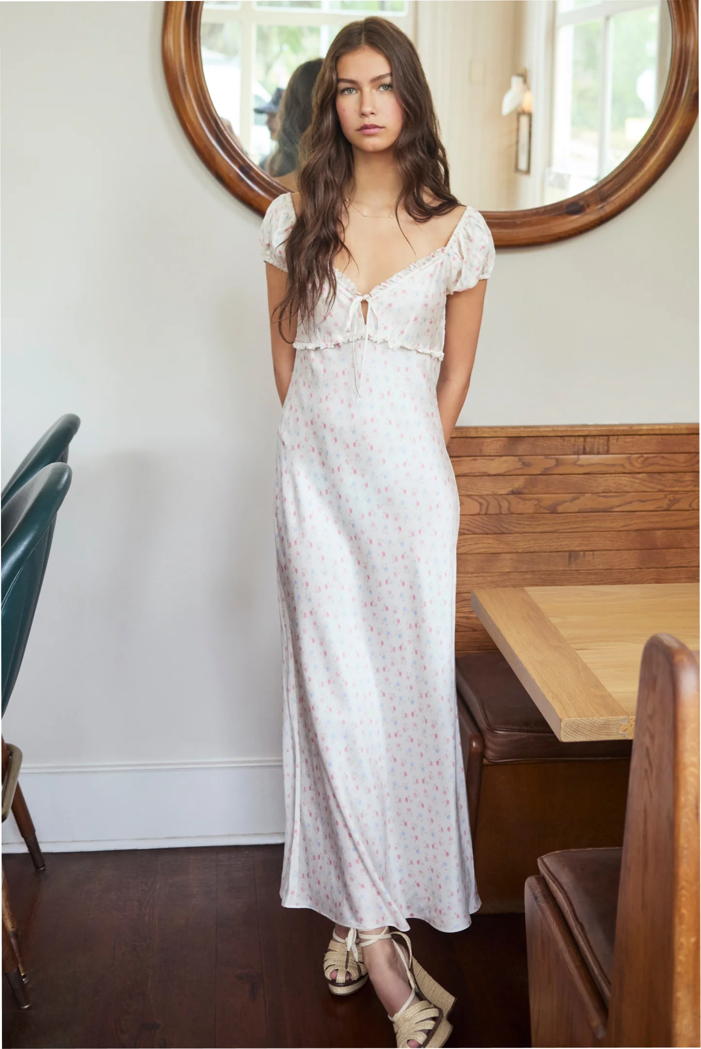 Vestido Maxi com Manga Bufante Floral Epone