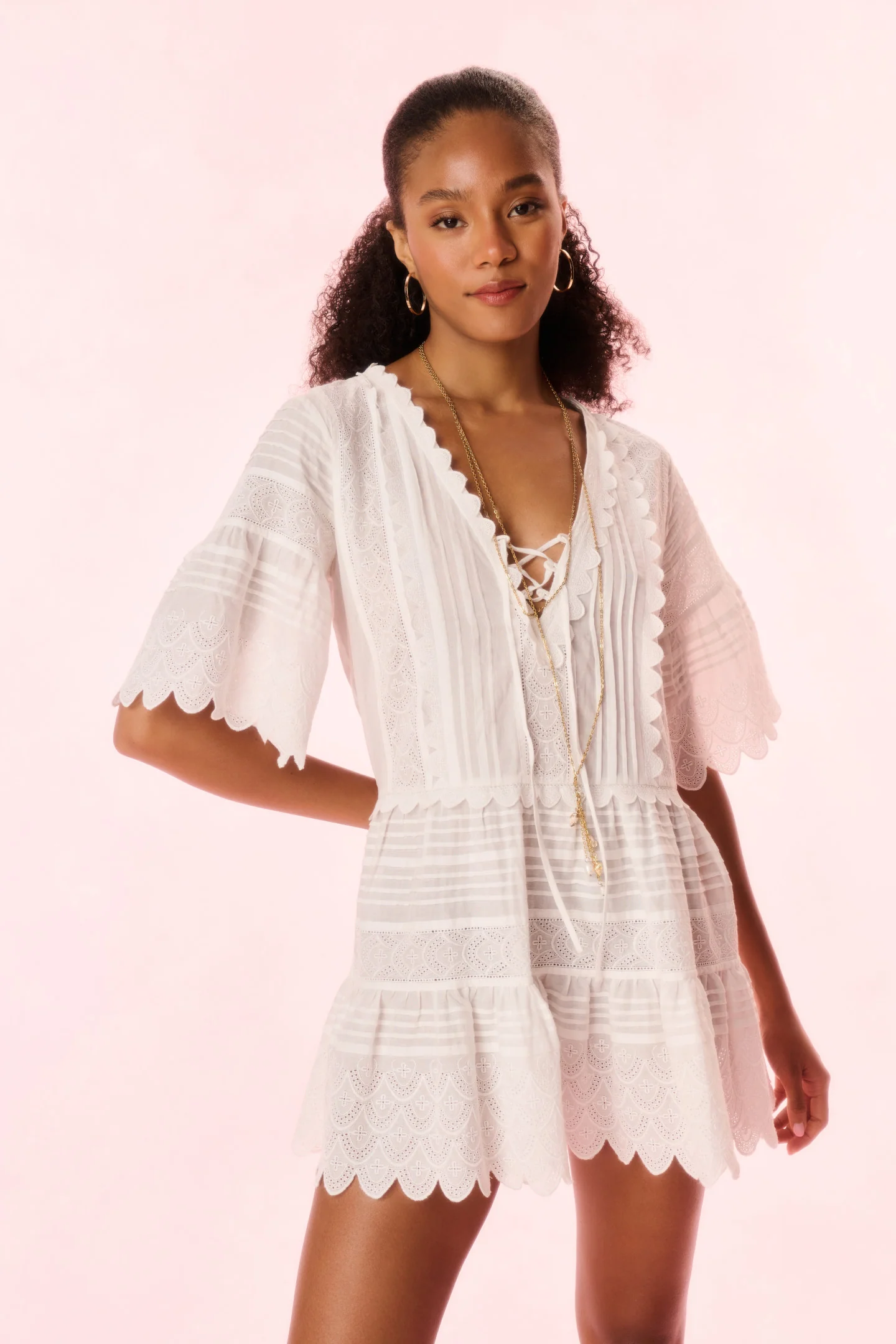 Vestido Mini Ondulado de Algodão Orcia