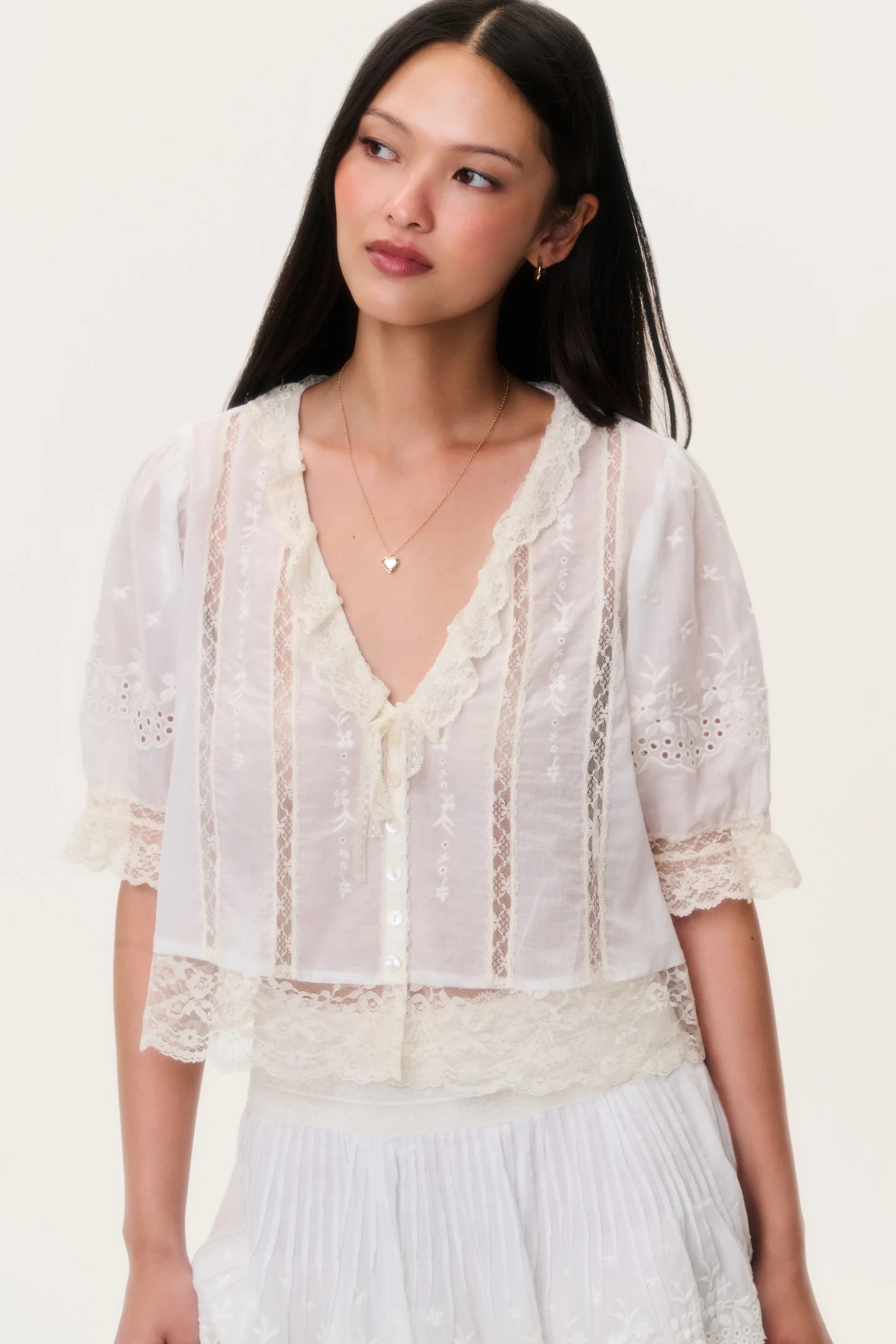 Blusa de Algodão Maurelle com Renda