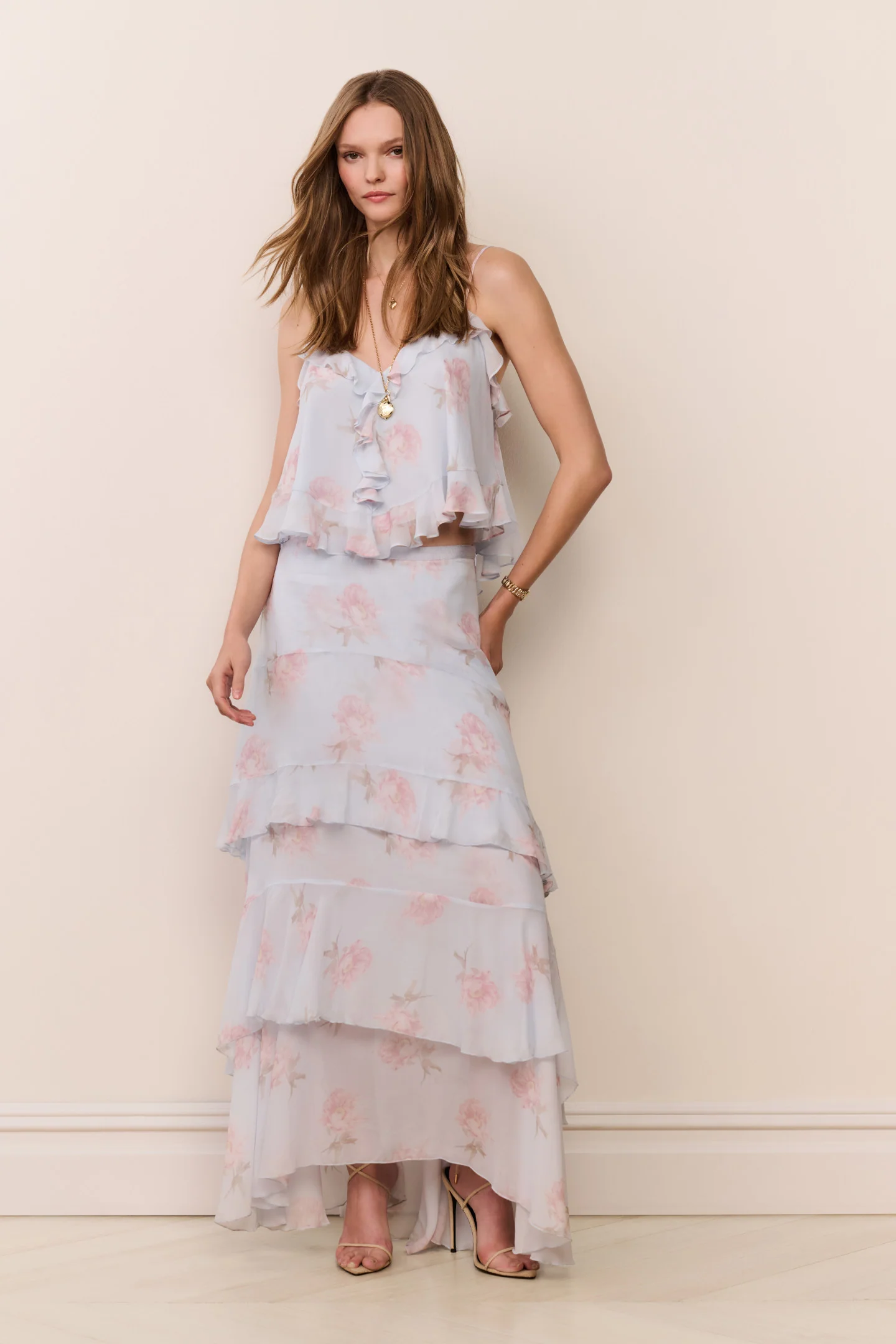 Sai Longo de Chifon com Estampa Floral Soleia